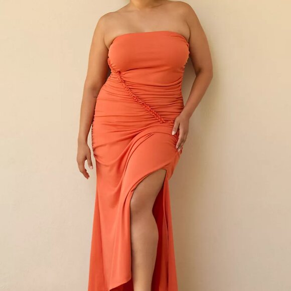 Anthropologie Celandine The Gabbie Strapless Ruched Tube Midi Dress Size 3X NWT - Picture 2 of 14